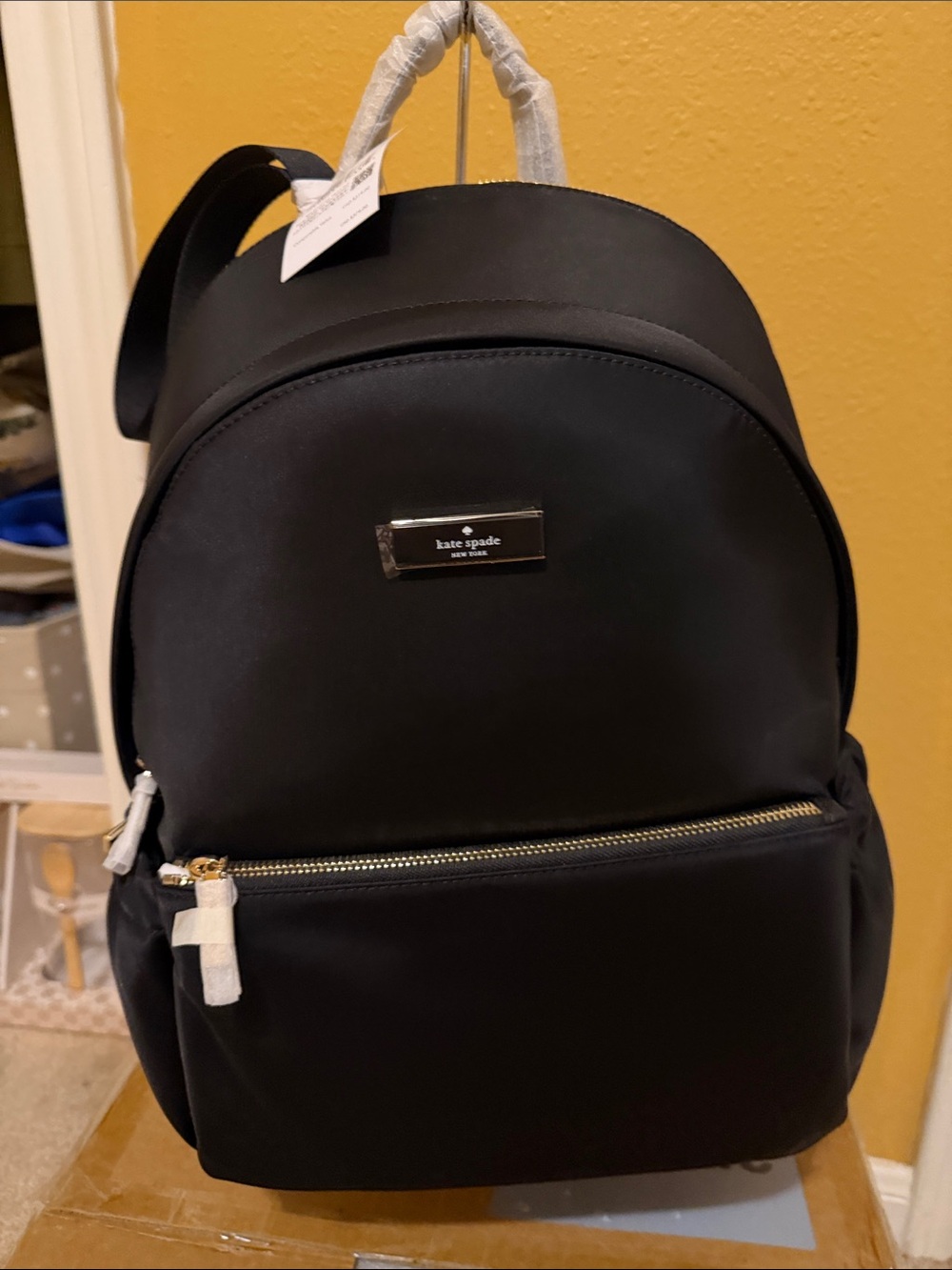 kate spade Black Nylon Backpack with Gold Hardware